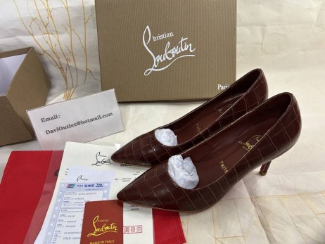 Christian Louboutin Kate / Cipele-brod 85 mm od Teleće kože Reljefni pod Aligator Acajou