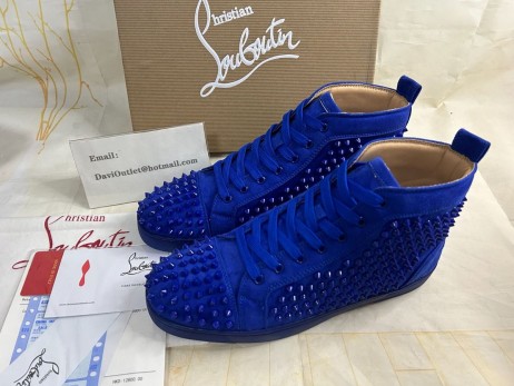 Christian Louboutin Visoke tenisice Louis Spikes Veau Velous Klein Plave boje