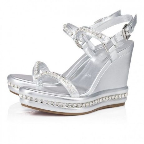 Espadrilles Christian Louboutin Pyrastrass 110 mm od Переливающейся Napa Kože i Srebrno rhinestones