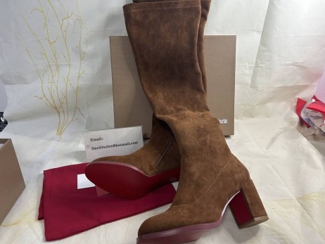 Christian Louboutin Stretchadoxa Botta Alta 70 MM Бедренные cipele od velur smeđe boje