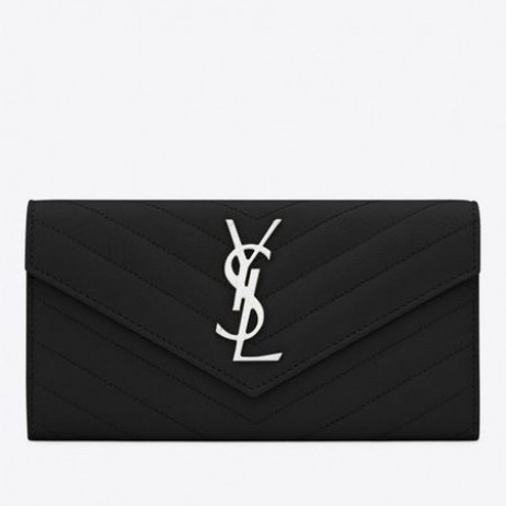 Torbicu s ventilom s velikim Monogram Saint Laurent Iz Zrnate kože Noir