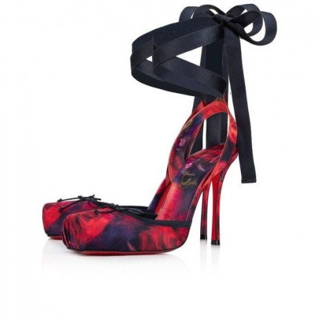 Christian Louboutin Cipele-brod Cassia čipka-up 100 mm S Remenčićima Od Krep Satena S po cijeloj površini Šarene Ruže
