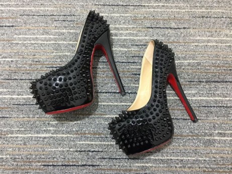 Platforma sa šiljcima Christian Louboutin Daffodile 160 mm Lakirane Crne Boje