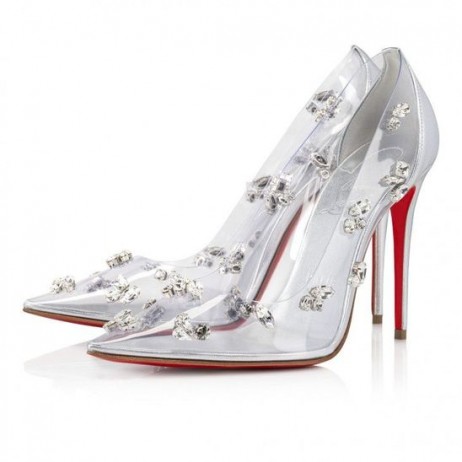Christian Louboutin Degraqueen Pump 100 mm Cipele-brod od PVC-a Nappa Srebrne boje Christian Louboutin Shoes