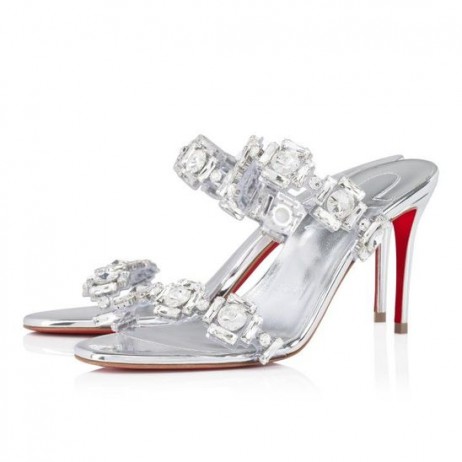 Sandala Christian Louboutin Just Jewel 85 mm od Tpu i kože Specchio s Kristalima