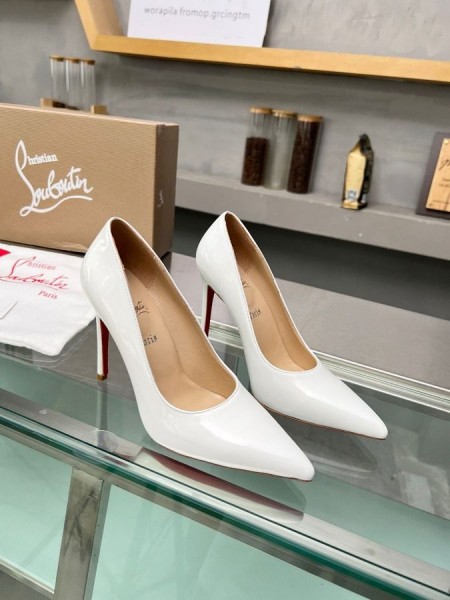 Cipele-brod Christian Louboutin Kate 105 mm, Lakiran Bijelo Cipele Christian Louboutin