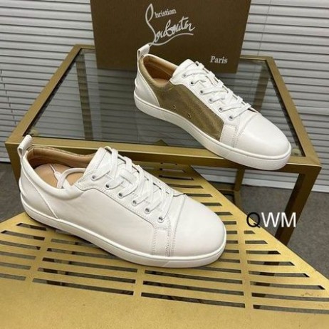 Christian Louboutin Tenisice Louis Junior S Niskim Gornjim Dijelom Od Kože Bijelo Zlato
