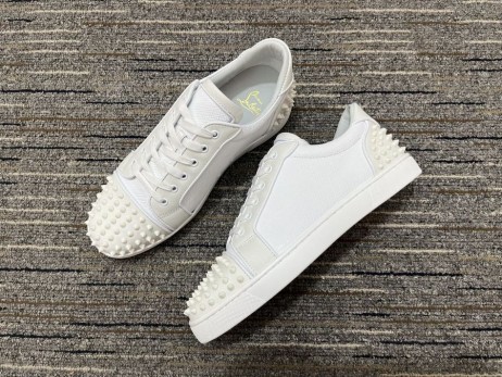 Christian Louboutin Seavaste 2 Orla Falt - Tenisice s niskim берцем od teleće kože i tkanine bijele boje