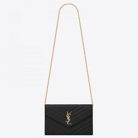 Novčanik Na lancu s Monogramom Saint Laurent WOC, Crne Kožne Torbe Saint Laurent