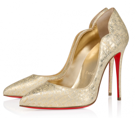 Christian Louboutin Hot Chick Pumps 100 mm Laminated Leather Gold
