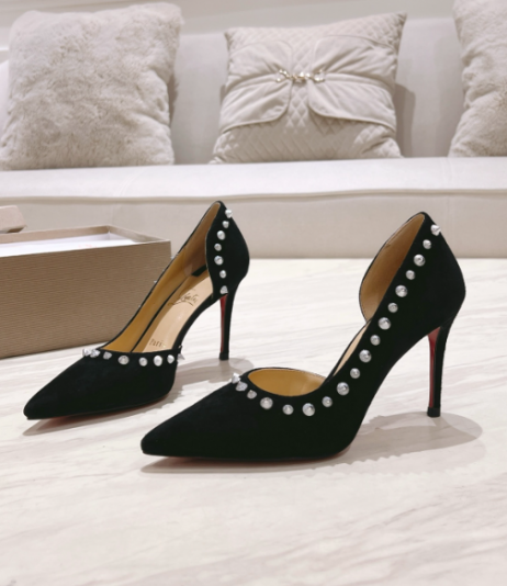 Christian Louboutin Iriza Pumps Spikes 100mm Veau Velours Black