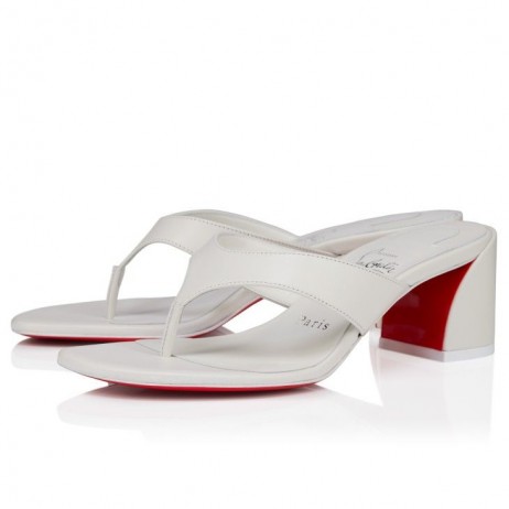 Christian Louboutin Janetonga 55 Mm Thongs Lamb Nappa Leather Bianco