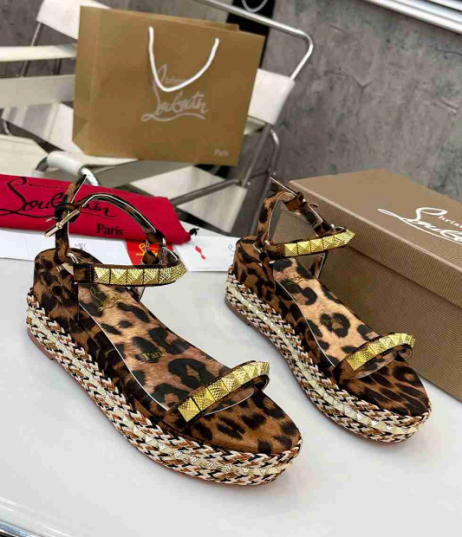 Christian Louboutin Pira Ryad 60mm Wedges Nappa Silk Leopard