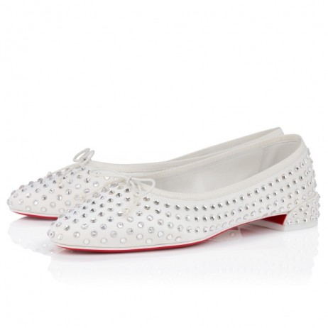 Christian Louboutin Sweetie Jane Strass Boum Ballerinas Crepe Satin Version Ivory 
