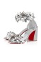 Sandala Christian Louboutin 85 mm Srebrne boje/lin Silver od teleće kože