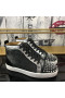 Christian Louboutin Lou Spikes Oralto - Visoke tenisice od Nubuk kože i Crne boje