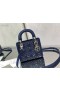 Bag Lady Dior Dior 17CM, Ukrašen Kristalima, Каннаж Od Satena Plave Boje