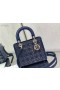 Bag Lady Dior Dior 24 cm, Ukrašen Kristalima, Каннаж Od Satena Plave Boje