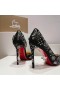 Cipele-brod Christian Louboutin Brodiriza, Ukrašena Uzorkom D ' orsay, 100 mm, Saten, Crne