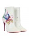 Čizme Christian Louboutin "Love Is A Boot" od teleće kože 100 mm i lakirane bijele boje