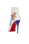 Čizme Christian Louboutin "Love Is A Boot" od teleće kože 100 mm i lakirane bijele boje