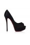 Cipele-brod Christian Louboutin Lady Peep Suola Strass 150 Mm Od Krep Satena Crne Boje