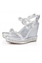 Espadrilles Christian Louboutin Pyrastrass 110 mm od Переливающейся Napa Kože i Srebrno rhinestones