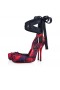 Christian Louboutin Cipele-brod Cassia čipka-up 100 mm S Remenčićima Od Krep Satena S po cijeloj površini Šarene Ruže