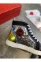 Christian Louboutin Lou Spikes - Tenisice s visokim берцем, Ukrašen raznobojnim šljokicama i kože s grafitima
