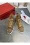 Christian Louboutin Tenisice s visokim берцем Lou Spikes, Parhet smeđe cipele CL