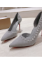 Christian Louboutin Iriza Pumps Spikes 100mm Veau Velours Gray