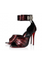 Christian Louboutin Lock Me Up Sandal 100 Mm Metallic Calfskin Brownie Red