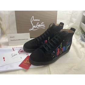 Christian Louboutin Louis Orlato High-top Sneakers Canvas Black Multi