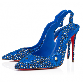 Christian Louboutin Hot Chick Sling MoucharastrassТуфли-Brod 70 mm Od Teleće Kože Svijetlo Plave Boje