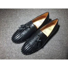 Лоферы Christian Louboutin Rossini, Ukrašen Šiljcima I Кисточками, Koža Crne Boje