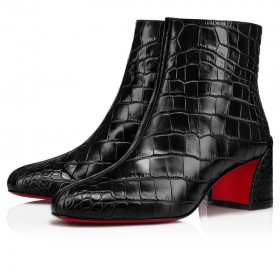 Čizme Christian Louboutin Turela od Teleće kože Reljefni pod Aligator 55 mm, Crne boje