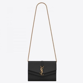 Novčanik na lancu Saint Laurent WOC Sulpice Iz Crne Teleće kože