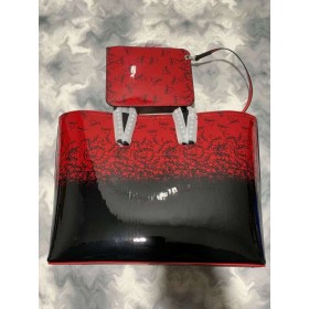 Christian Louboutin Cabata Torba-тоут Od Lakirane kože s po cijeloj površini Degraloubi Crna Crvena