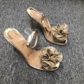 Sandala Christian Louboutin Fossiliza od 100 mm PVC i Sjajnu kožu i Zlatne boje