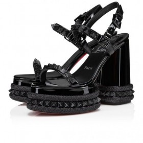 Christian Louboutin Superaclou Sandale na platformu 130 Mm Od Lakirane Crne boje Christian Louboutin Shoes
