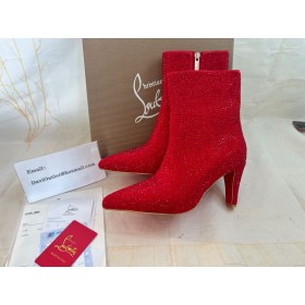 Christian Louboutin Niske Čizme Vibella Booty 85 mm S Crvenim Šljokicama