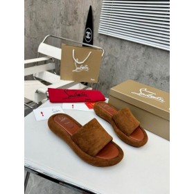 Christian Louboutin Ženske Papuče, Sandale Veau Velours Smeđe Boje