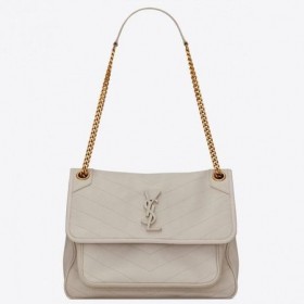 Torba za Saint Laurent Medium Niki Bag Od Bijele Ovčje kože Torbe Saint Laurent