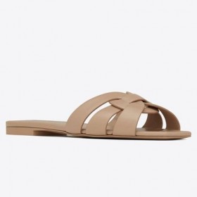 Cipele Saint Laurent Tribute Slides Bež boje Od Teleće kože Saint Laurent