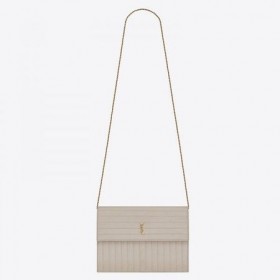 Torba na lancu Saint Laurent Victoire od Valovite kože boje slonovače