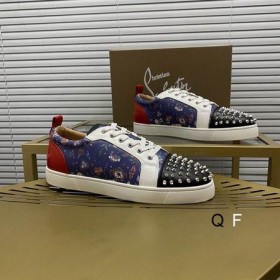 Christian Louboutin Louis Junior Tenisice Sa Čepovima Od Kože S Cvjetnim Ispis Višebojno