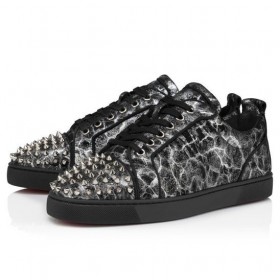 Christian Louboutin tenisice Louis Junior Spikes Od Teleće Kože po cijeloj površini Oluja i Šiljcima Crne Boje