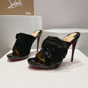 Japanke Christian Louboutin Submuline 100 mm Od Lakirane Crne Boje
