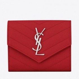 Kompaktni Трехстворчатый Novčanik Saint Laurent Crvene Kožne Torbice Saint Laurent