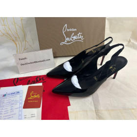 Christian Louboutin Hot Chick Sling 70 Mm Cipele-Brod na Бретелях Straga Od Lakirane Crne Boje